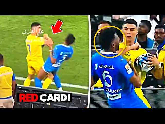 Cristiano Ronaldo Elbow KICK & RED Card against Al-Hilal 😱😡 class=