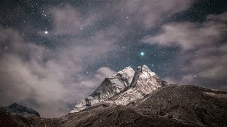 No-Frame Mountain Starry Night TV Art | Nighttime Landscape Photography Wallpapaer | TV Art