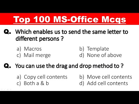 Top 100 MS Office mcq Questions and Answer | Microsoft Office | MS Office