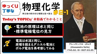 【大学物理化学 2-1 】 電池の原理と標準電極電位の見方・考え方　電池の歴史  「ゆっくり丁寧」