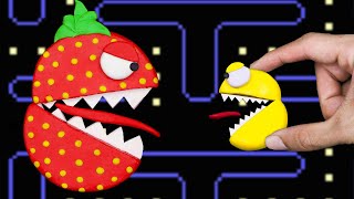 STRAWBERRY Pacman vs. Crazy Ghost Battle | Game Pac-Man Stop Motion IRL