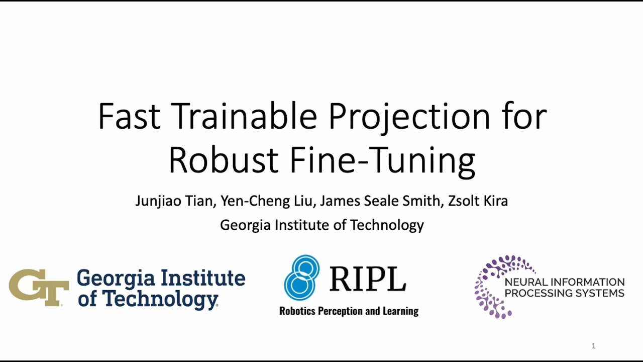 Fast Trainable Projection for Robust Fine-tuning (NeurIPS 2023) - YouTube