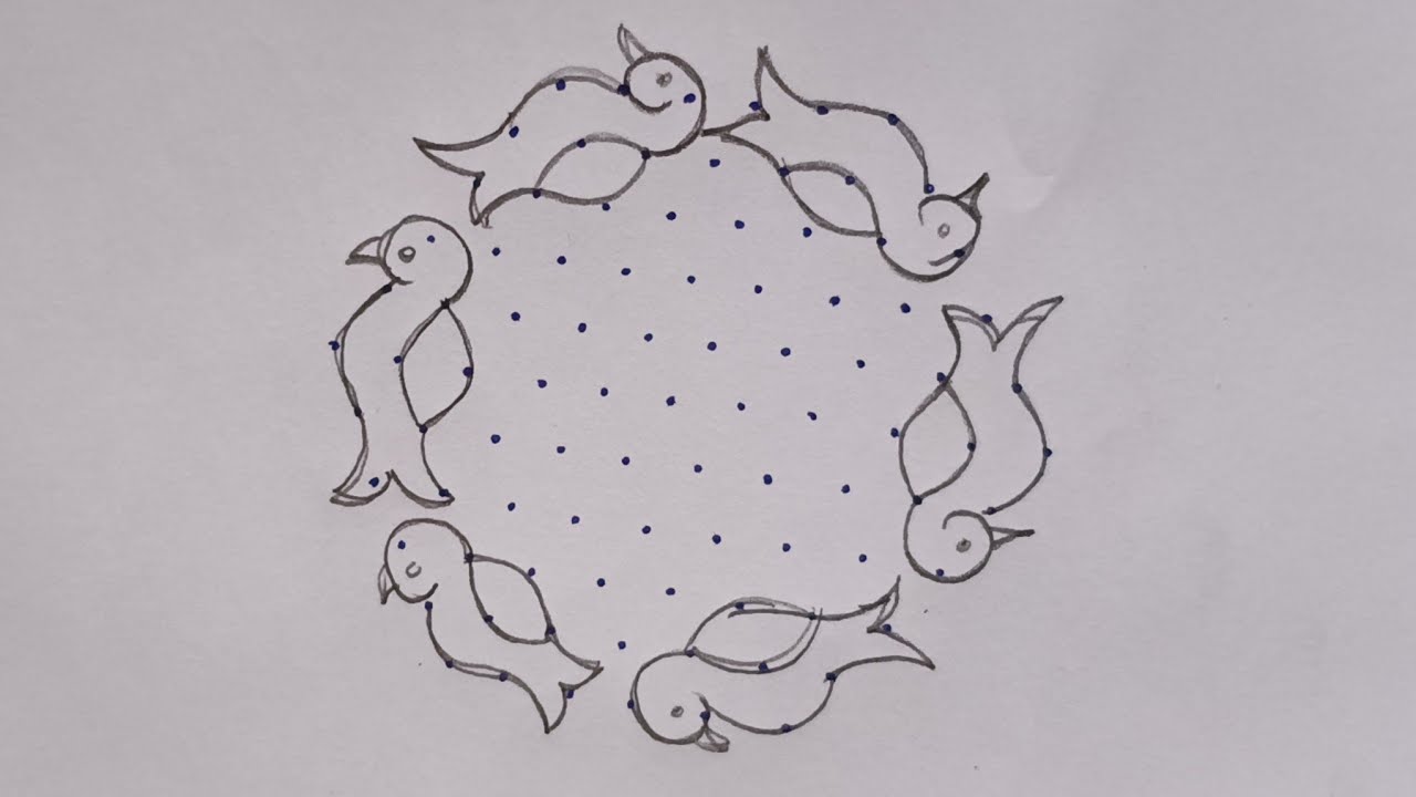 Easy and beautiful bird kolam 🌺🌺muggulu design bird🌺🌺simple rangoli 