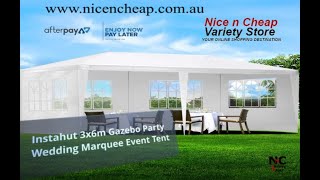 Instahut 3x6m Gazebo Party Wedding Marquee Event Tent Shade Canopy White