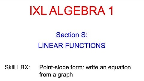 IXL S.24 Algebra 1 Point-slope form: write an equation from a graph (LBX)