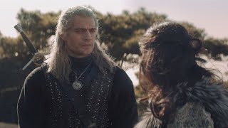 Geralt and Yennefer talking about a child