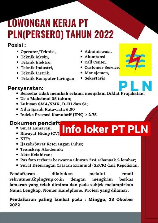Info lowongan kerja PT PLN