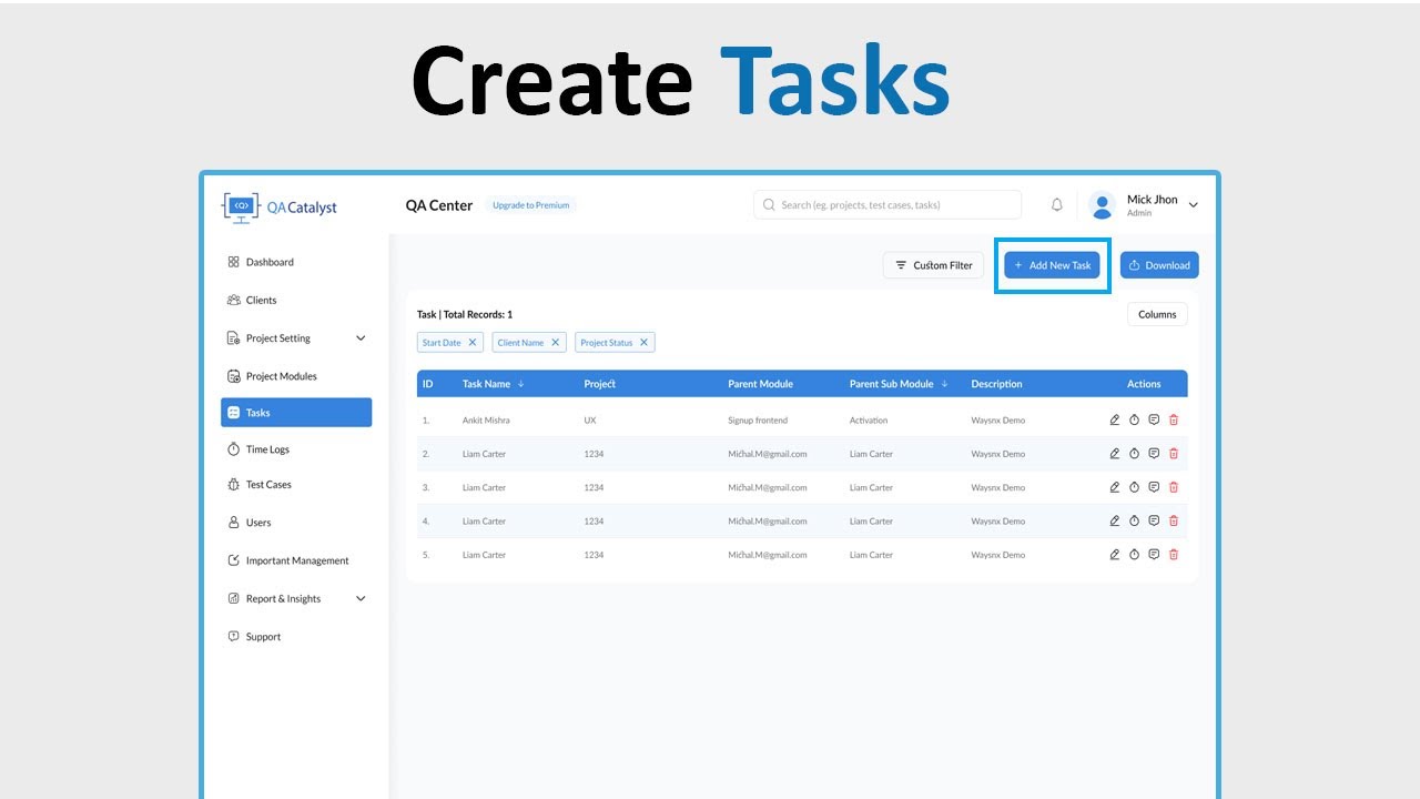 Create Tasks