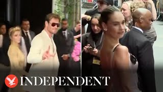 Lily James and Chris Hemsworth leave Carlyle Hotel to attend 2024 Met Gala