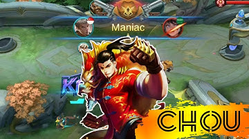 33 Kills + MANIAC!! Chou Freestyle Flicker Combo - Build Top 1 Global Chou ~ MLBB