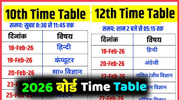 UP BOARD 2026 TIME TABLE // Class 10th 12th Time Table 2026// TIME TABLE // 2026