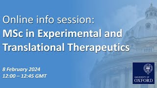 MSc in Experimental and Translational Therapeutics | Online info session