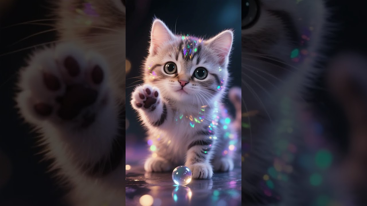 584.a cat with iridescent opal fur