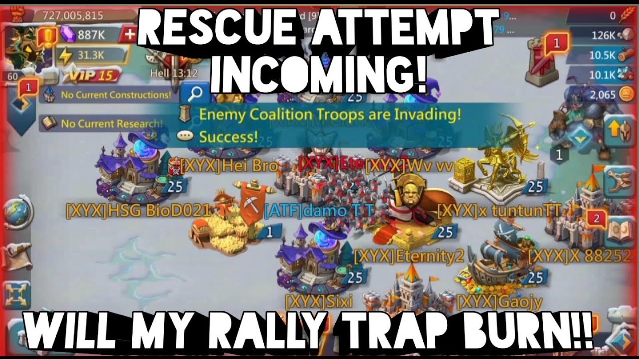 Lords mobile: RESCUE PARTY TARGET MY RALLY TRAP!! BURN AGAIN? IGG