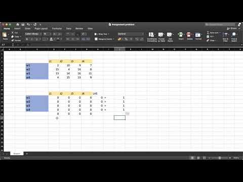 Assignment problem using Excel