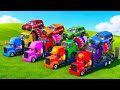 🌈🚓🚒TRANSPORTING POLICE CARS, AMBULANCE, FIRE TRUCK, COLORFUL CARS WITH FARMING SIMULATOR 22! #4