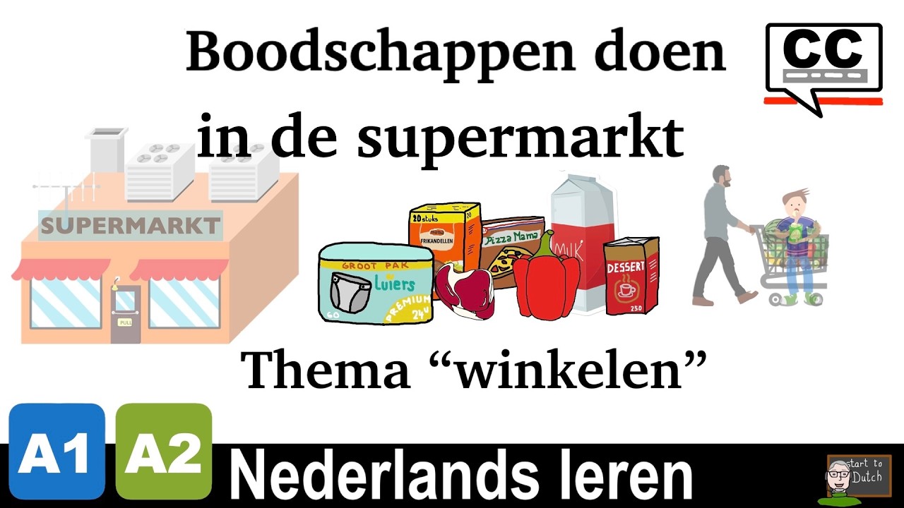 NT2 A1 12.01 Boodschappen doen in de supermarkt - Woordenschat 🥦🫛🍎🥩🍤🧀🥖🍰🧃 Winkelen 🏪 Nederlands leren