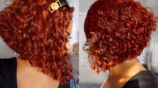 ANGLED ORANGE COPPER BOB! HOW TO BLEACH/TONE/WATER COLOR & CUT DEEP CURLY HAIR FROM NADULA HAIR