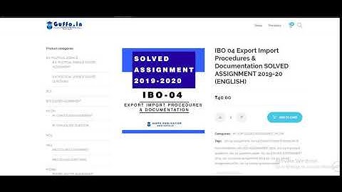 IBO 04 Export Import Procedures & Documentation SOLVED ASSIGNMENT 2019 20