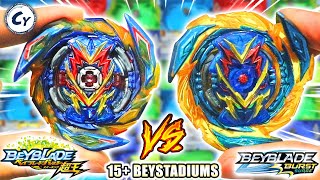 Hasbro BRAVE VALTRYEK V6 vs BRAVE VALKYRIE ALL MY BEYSTADIUMS! Beyblade Burst Sparking Surge