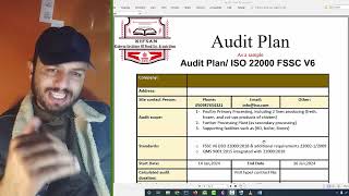 ISO 22000 Lead Auditor Training | Audit Plan/ ISO 22000 FSSC V6