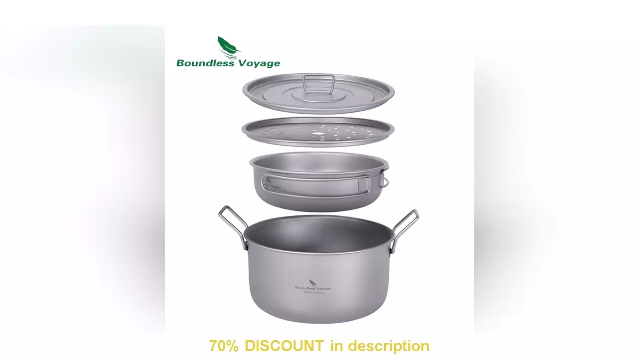 Latest Products You Must Know! Boundless Voyage Camping Cooking Pot Multifunctional Titanium Stea