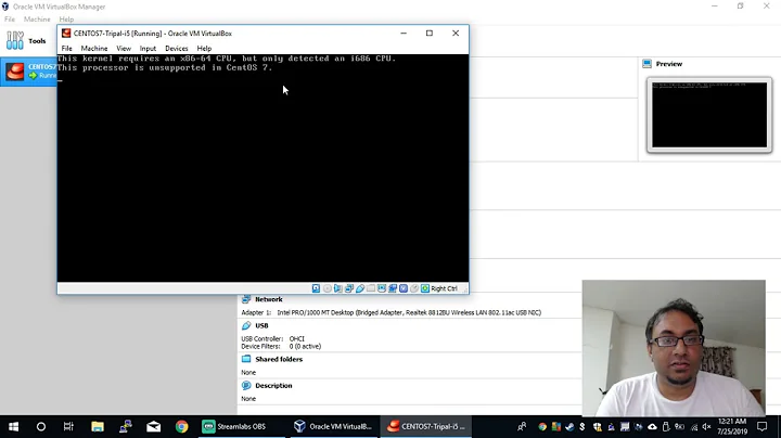 Virtualbox CENTOS 7 processor error and solution