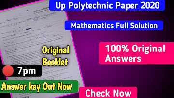 Up Polytechnic Paper 2020 Solution mathematics। maths Answer key| jeecup paper solution & download
