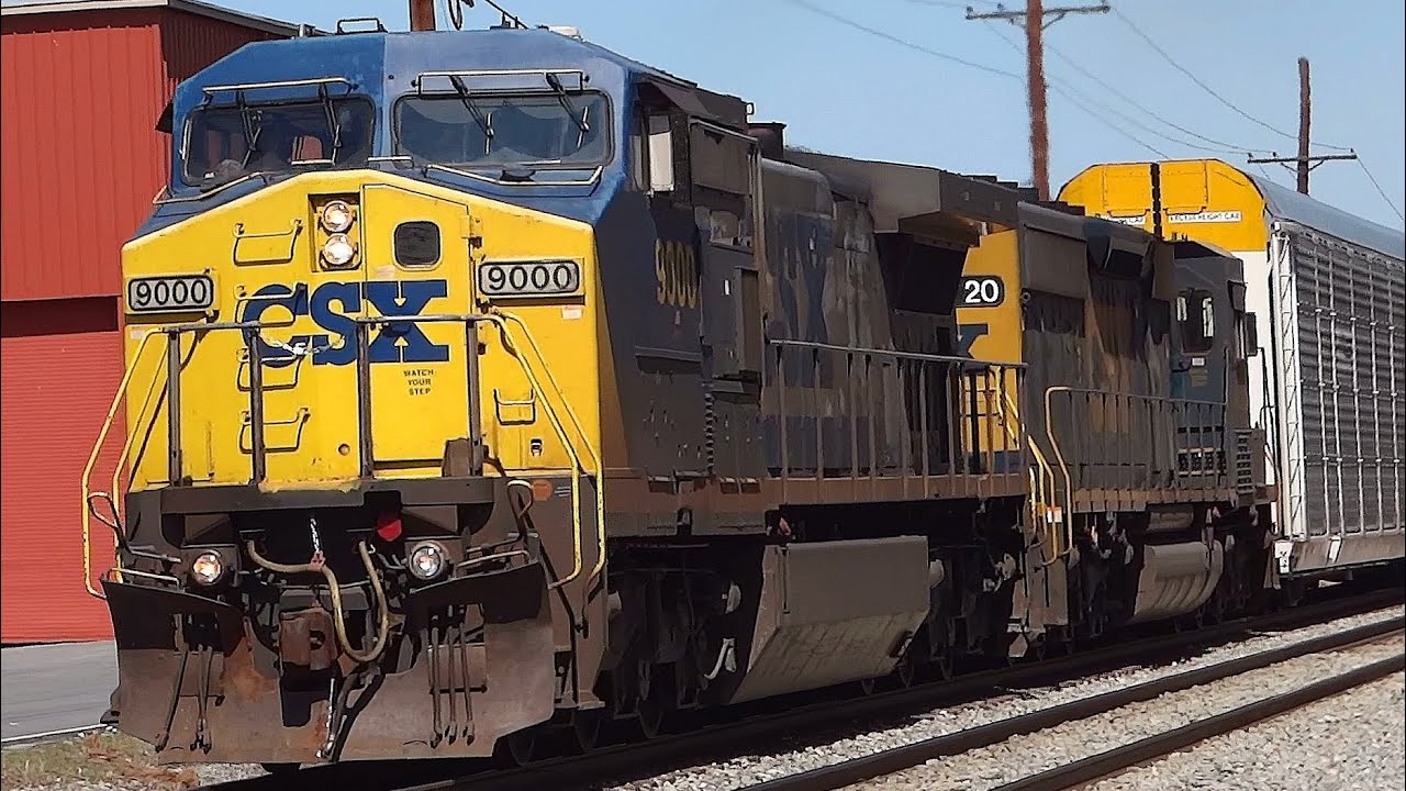 Yellow Auto Rack Csx CSX #9000 On Auto Rack Past Montevideo Road - YouTube