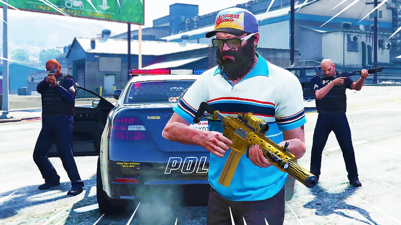 FIVE STAR POLICE FIGHT ESCAPE - TREVOR CRAZY COP SHOOTOUT RAMPAGE!! GTA ...