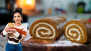 PUMPKIN ROLL, The Best and EASIEST CAKE You Can Ever Make! A Must Have on Your Thanksgiving Table!