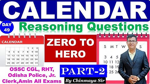 Calendar Reasoning Class|Part 2|Calendar Easy Tricks|Reasoning By Chinmaya Sir|