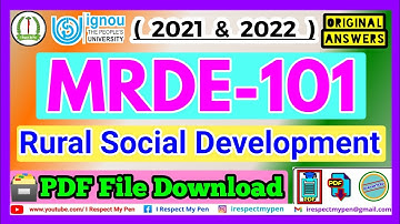 MRDE 101 Solved Assignment 2022 IGNOU MRDE101 Rural Social Development PDF DOWNLOAD IGNOU Assignment