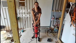 Xtreme Power US Jack Hammer and Tools, Watch a 115 lb Girl bust Concrete with it