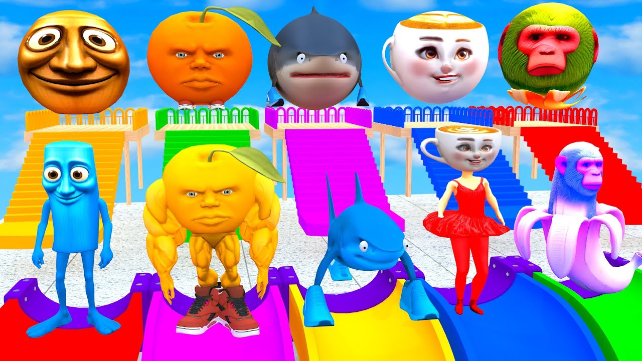 Long Slide Game With Cow Elephant Gorilla Hippopotamus Tiger 3d Animal Game Funny 3d Animals