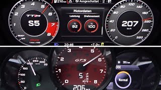 2017 Audi TT RS Coupé 2.5 TFSI vs. Porsche 911 Carerra 4 GTS 0-100 km/h &amp; 0-200 km/h Acceleration