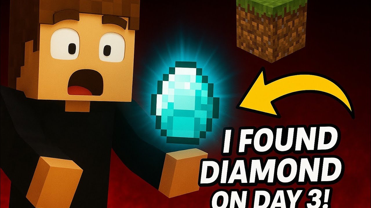 I Found Diamonds On Day 3 In One Block | #minecraft #minecraftoneblock ...