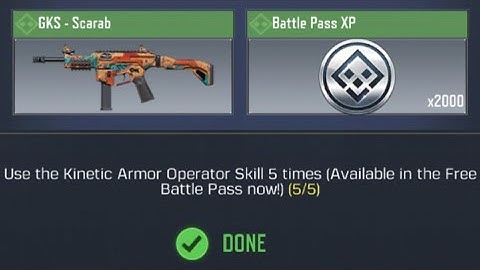 Call Of Duty Mobile Use the Kinetic Armor Operator Skill 5 times Task Complete