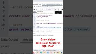Grant permission to user for delete in SQL #sqltraining #sqlinterviewquestions