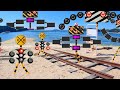 【踏切アニメ】デカッ!?いろんな踏切カンカンが賑やかに大行進 | Lively procession of various railroad crossings.