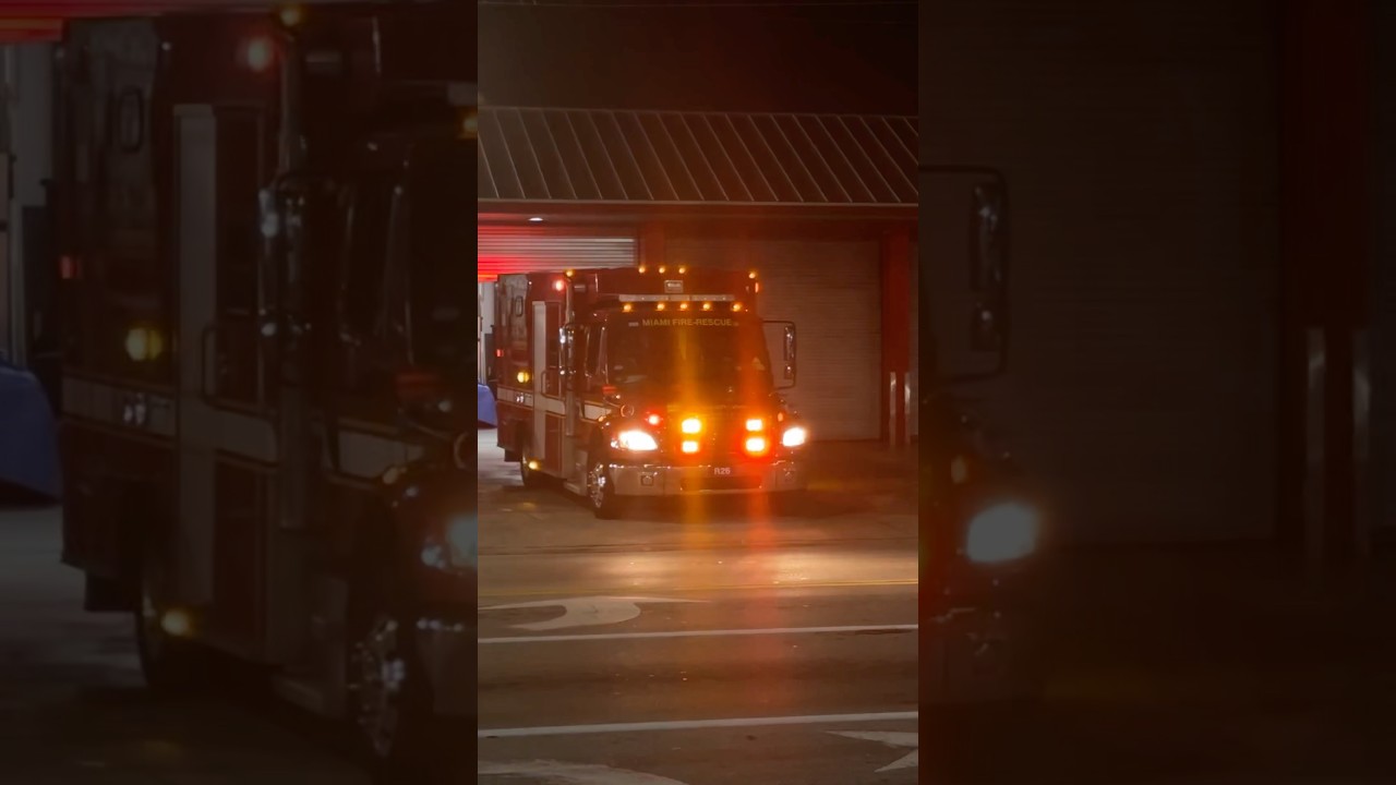 City Of Miami Fire Rescue Responding From Station.