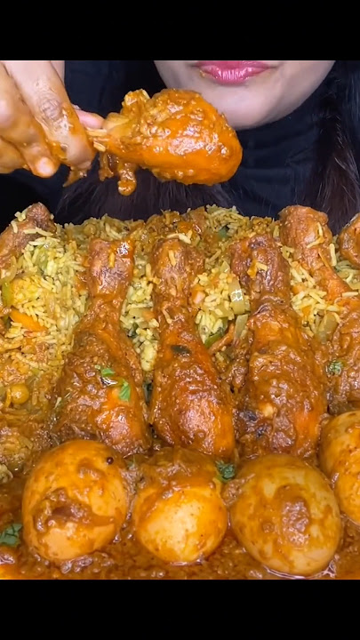 ASMR: Eating Chicken and egg biryani eating challenge 😍😋 chicken liver curry & fried rice Mukbang🤤