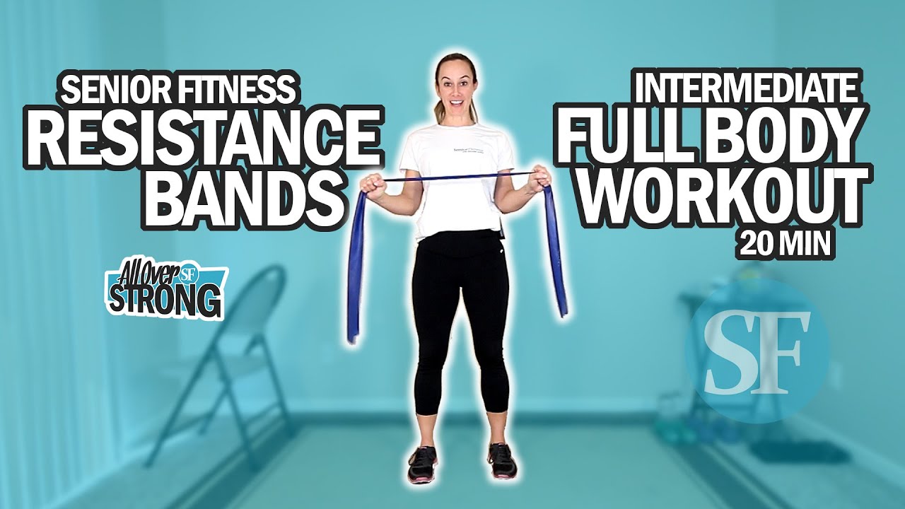 full body resistance bands workout for seniors intermediate level 20 min youtube