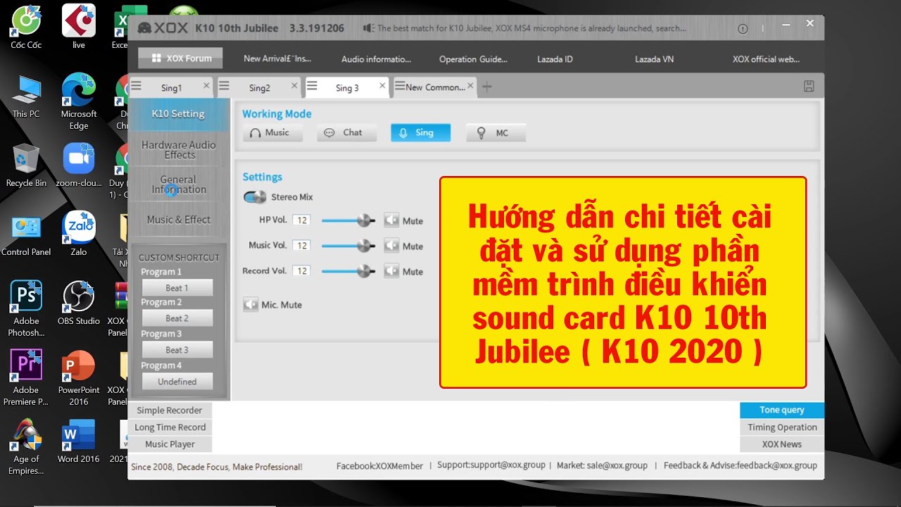 Hướng dẫn cài đặt và sử dụng phần mềm trình điều khiển Sound card XOX ...