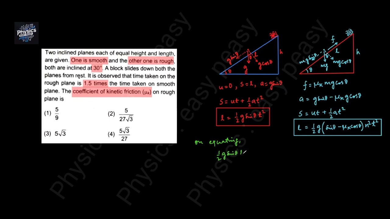 Two inclined plane each of equal height and length are given. One is smooth ... | 