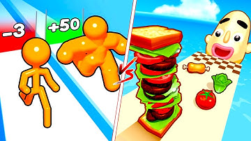Tall Man Run vs Sandwich Runner 🏃‍♂️🥪📏💥 Max Levels Gameplay Walkthrough (Android/iOS) FG5YHV
