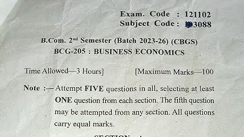 Gndu b.com/b.b.a sem 2 business economics questions paper 2024