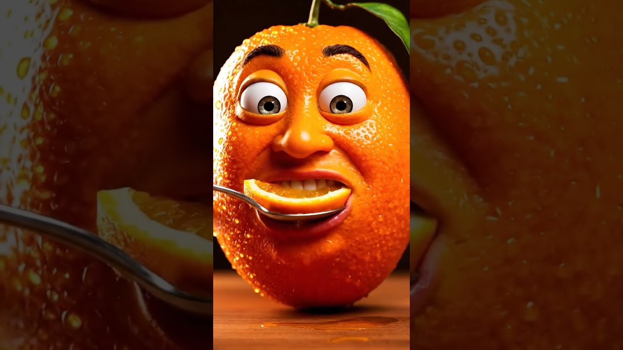 Realistic Orange With Human Face Eating Itself 🍊😱 | Viral ASMR