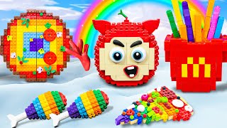 Lego Rainbow Food: Amazing eating Rainbow-Colored Food in a Dream | Lego Cooking & ASMR