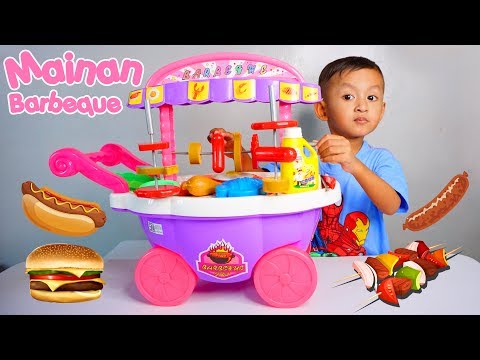 Mainan Gerobak Jualan Sosis dan Barbeque Set | Anak Lucu Main Masak-Masakan